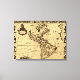 Nord und Süd AmericaPanoramic Karte Leinwanddruck