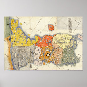 Nord und Süd KoreaPanoramic Karte Poster