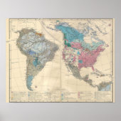 Nord- und Südamerika - Ethnic Map aus 1880 Poster (Vorne)