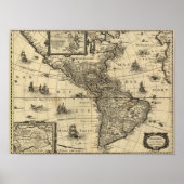 Nord- und Südamerika - Panoramakarte Poster (Vorne)