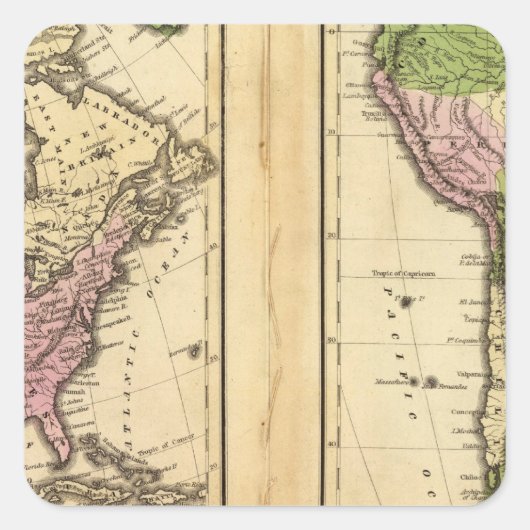 Nord- und Südamerika Quadratischer Aufkleber (Vorderseite)