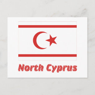 Nord-Zypern-Flagge mit Name Postkarte