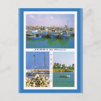 Nordafrika, Jerba, Tunesien, Schiffe im Hafen Postkarte