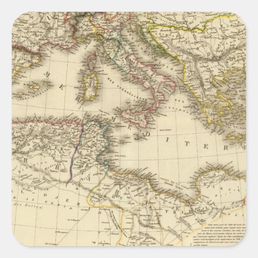 Nordafrika, Mittelmeer Quadratischer Aufkleber (Vorderseite)