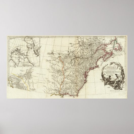 Nordamerika 1763 Grenzübergänge Poster (Vorne)