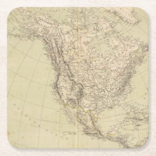 Nordamerika-Atlas-Karte, die indische Stämme zeig Rechteckiger Pappuntersetzer