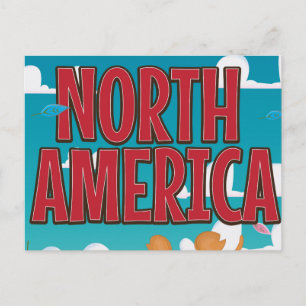 Nordamerika Cartoon Reiseplakatkunst. Postkarte