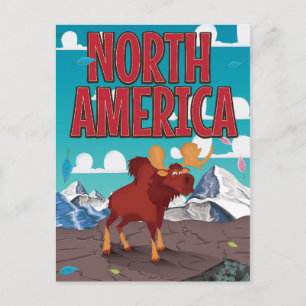 Nordamerika Cartoon Reiseplakatkunst. Postkarte