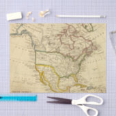 Nordamerika gravierte Karte Seidenpapier (Handwerk)