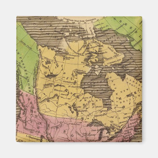 Nordamerika Handfarbener Atlasplan Magnet (Vorne)