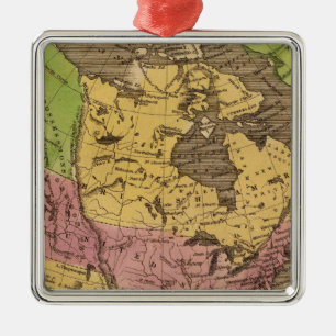 Nordamerika Handfarbener Atlasplan Silbernes Ornament