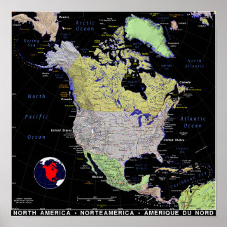 Nordamerika-Karte Poster