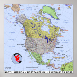 Nordamerika-Karte Poster