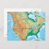 Nordamerika-Karte Postkarte (Vorne/Hinten)