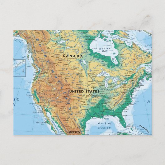Nordamerika-Karte Postkarte (Vorderseite)