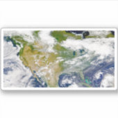 Nordamerika mit Rauch an Orten sichtbar. Aufkleber (Vorderseite)