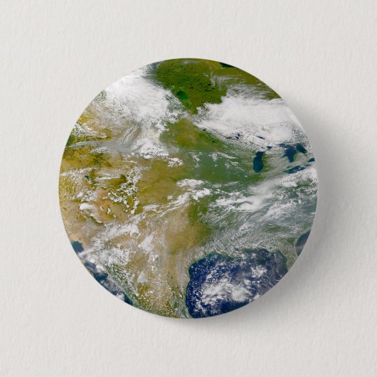 Nordamerika mit Rauch an Orten sichtbar. Button (Vorderseite)