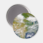 Nordamerika mit Rauch an Orten sichtbar. Magnet (Vorderseite/Rückseite)