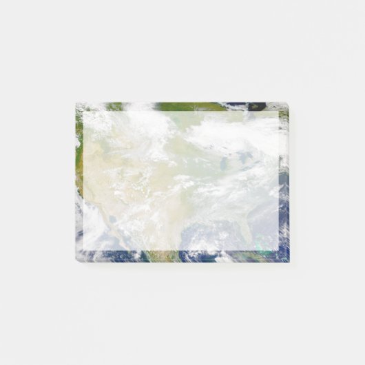 Nordamerika mit Rauch an Orten sichtbar. Post-it Klebezettel (Vorderseite)