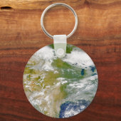 Nordamerika mit Rauch an Orten sichtbar. Schlüsselanhänger (Rückseite)