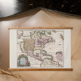 Nordamerika Selten Alte Weltkarte Wandteppich Mit Holzrahmen