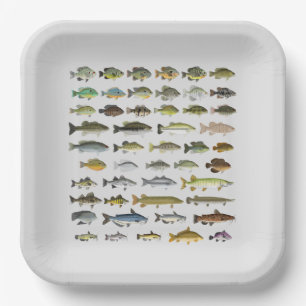 Nordamerika Süßwasserfisch Gruppe Canvas Print Pappteller