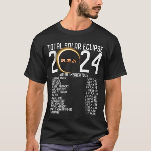 Nordamerika Tour 2024 Totality Solar Eclipse T-Shirt (Vorderseite)