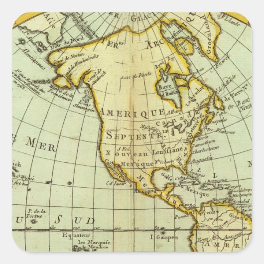 Nordamerika und Südamerika Quadratischer Aufkleber (Vorderseite)