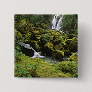 Nordamerika, USA, Alaska. Ein Wasserfall und Button