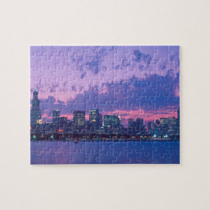 Nordamerika, USA, IL. Chicagoer Skyline bei Dämme Puzzle