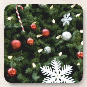 Nordamerika. Weihnachtsdekorationen auf Baum. 4 Getränkeuntersetzer