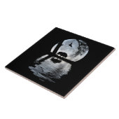 Nordamerikanische Buffalo und Raven mit Vollmond Fliese (Seite)