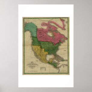 Nordamerikanische Karte von 1826 Poster