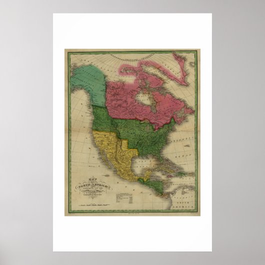 Nordamerikanische Karte von 1826 Poster (Vorne)