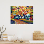 Nordamerikanische Merizing Herbstlandschaft Poster (Küche)