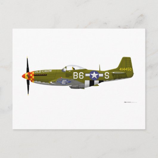 Nordamerikanische P-51D Mustang "Old Crow" Postkarte (Vorderseite)