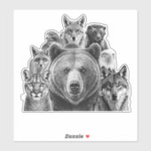 Nordamerikanische Raubtiere Woodland Tiere Aufkleber (Blatt)