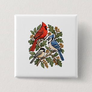 Nordamerikanische Singvögel und Herbst-Eiche Button