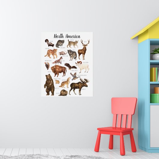 Nordamerikanische Tiere | BILDUNG Poster (Kinderzimmer 1)