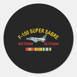 Nordamerikanischer F-100 Super Säbel Vietnam Veter Runder Aufkleber