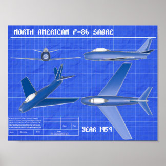 Nordamerikanischer F-86 Säbelblueprint Poster
