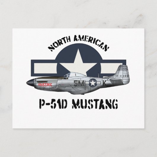 Nordamerikanischer P-51D Mustang Postkarte (Vorderseite)