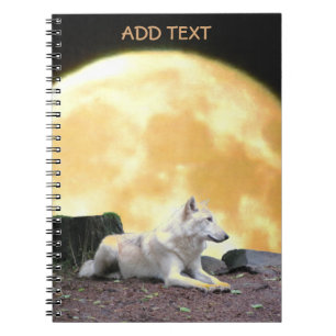 Nordamerikanischer Wolf gegen Vollmond Notizblock