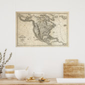 Nordamerikanisches Vintag Map Poster (Küche)