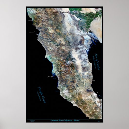 Nordbaja Kalifornien, Mexiko-Satellitenposter Poster (Vorne)