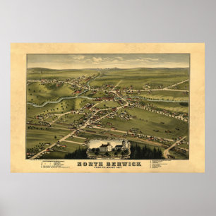 NordBerwick ICH panoramische Birdseye Ansicht 1877 Poster