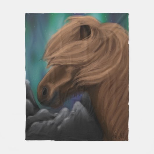 Nordbrise: Isländisches Pferd in Mitternachtsgust Fleecedecke (Vorderseite)