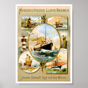 Norddeutscher Lloyd Bremen Vintage Reiseposter Poster