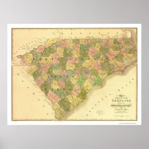 Norden u. South- Carolinakarte 1839 Poster