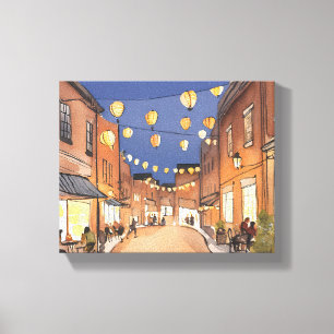Nordend Italienisches Viertel   Boston MA Aquarell Leinwanddruck